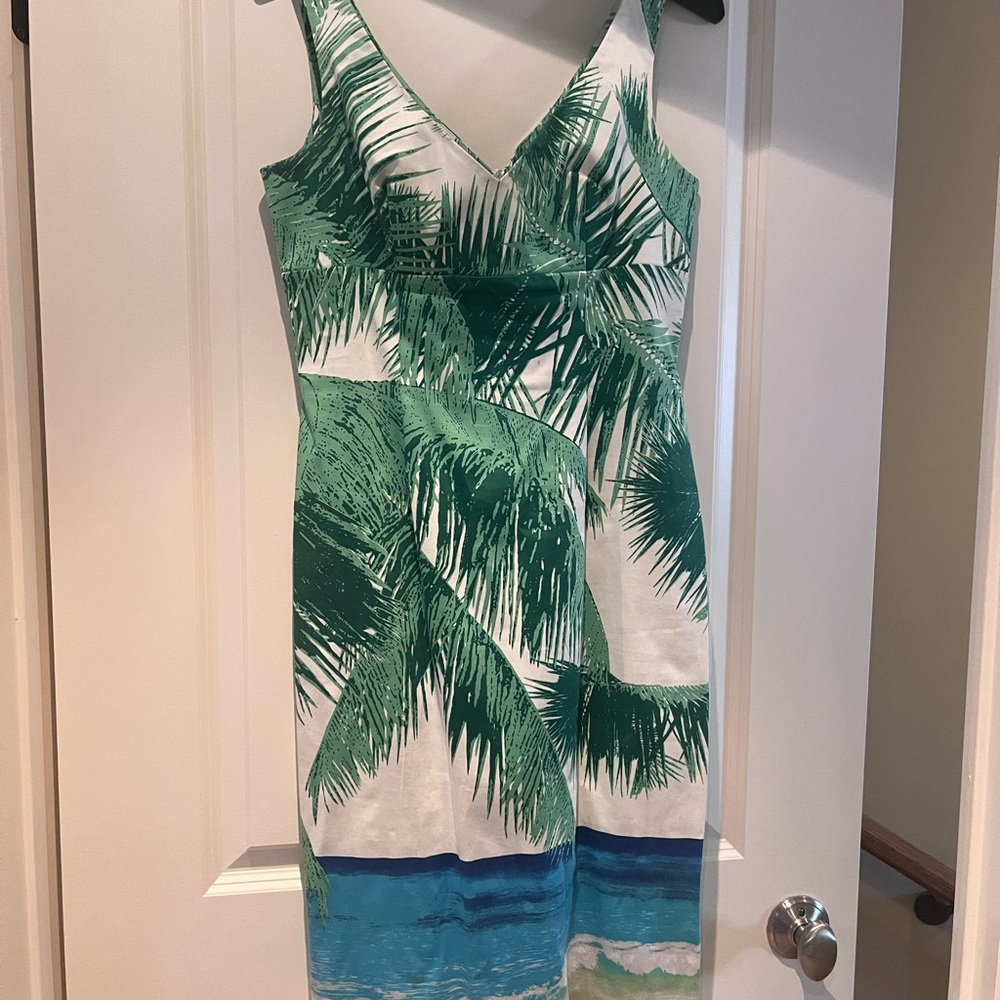 Tropical Green and White Dress